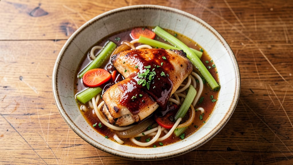 BBQ Chicken Noodle Soup Recipe: Smoky-Sweet Crunch Over Comforting Noodles