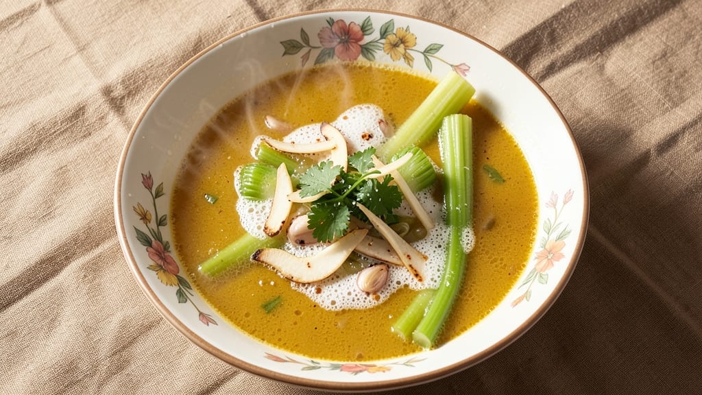 Bengali Thai Soup Recipe: Turmeric-Ginger Fusion With Crispy Celery Crowns