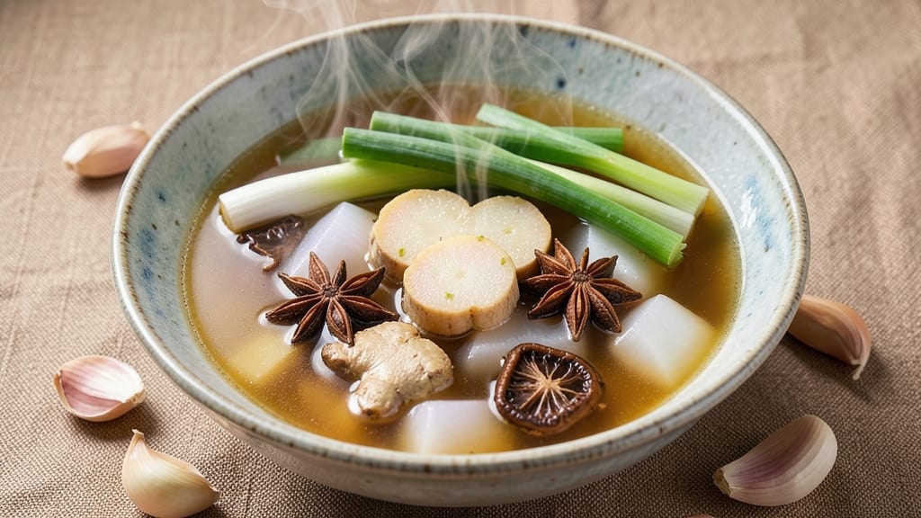 Asian Soup Stock Recipe: Fragrant Ginger and Star Anise Simmer