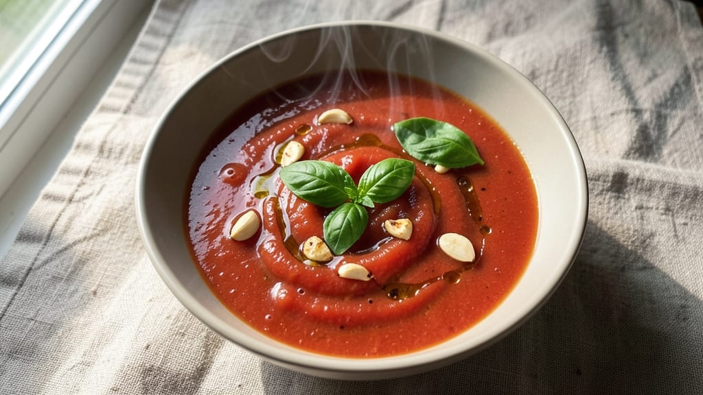 Awesome Tomato Soup Recipe: Velvety Herb Base With Crispy Celery Crowns