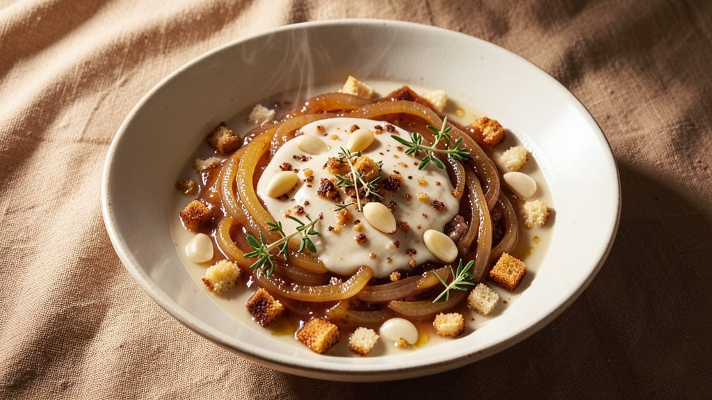 7 Onion Soup Recipe: Crispy Celery Crowns Over Melty Gruyère Magic