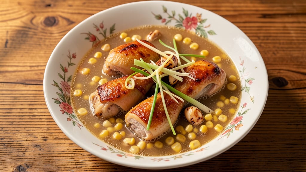Authentic Chinese Chicken and Sweetcorn Soup Recipe: Fragrant Ginger-Garlic Base With Silky Egg Ribbon