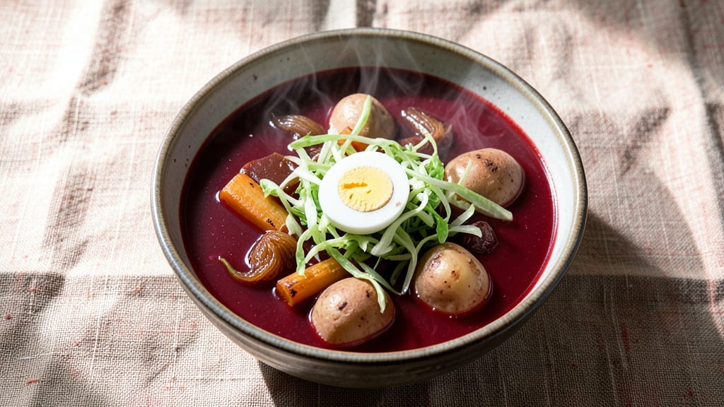 Beet and Cabbage Borscht Soup Recipe: Vibrant Ruby Hues and Earthy Depth
