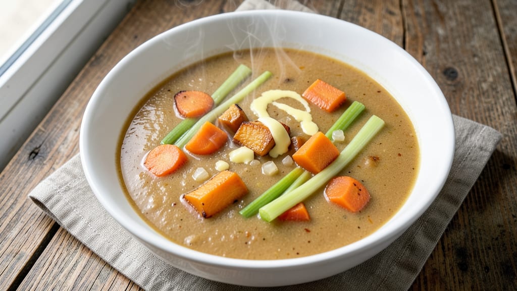 Betty Crocker's Autumn Soup Recipe: Celery Crown Crunch Over Warm Spiced Velout