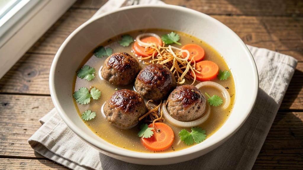 Beef Ball Soup Recipe: Slow-Cooked Meatballs in Herby Tomato Broth
