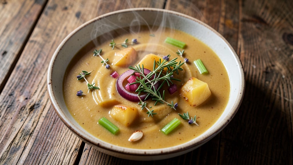 Add Potato Soup Recipe: Crispy Celery Crowns Over Velvety Herb Broth