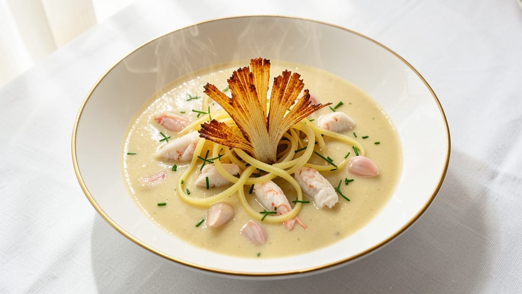 Annie's Cream of Crab Soup Recipe: Silky Velouté With Fresh Herbs and Crispy Celery Crowns