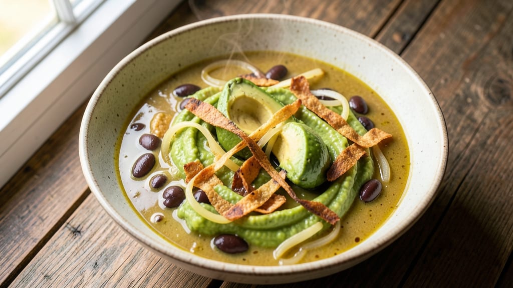 Avocado Tortilla Soup Recipe: Creamy Green Velout With Crispy Tortilla Crowns