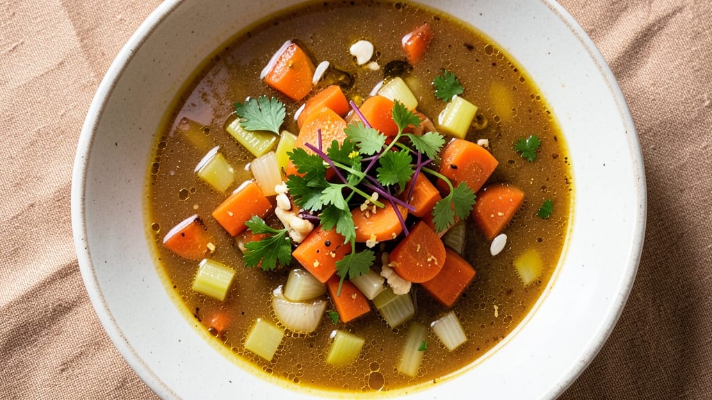 Birds Eye Vegetable Soup Recipe: Herb-Infused Velout With Celery Crown Crunch