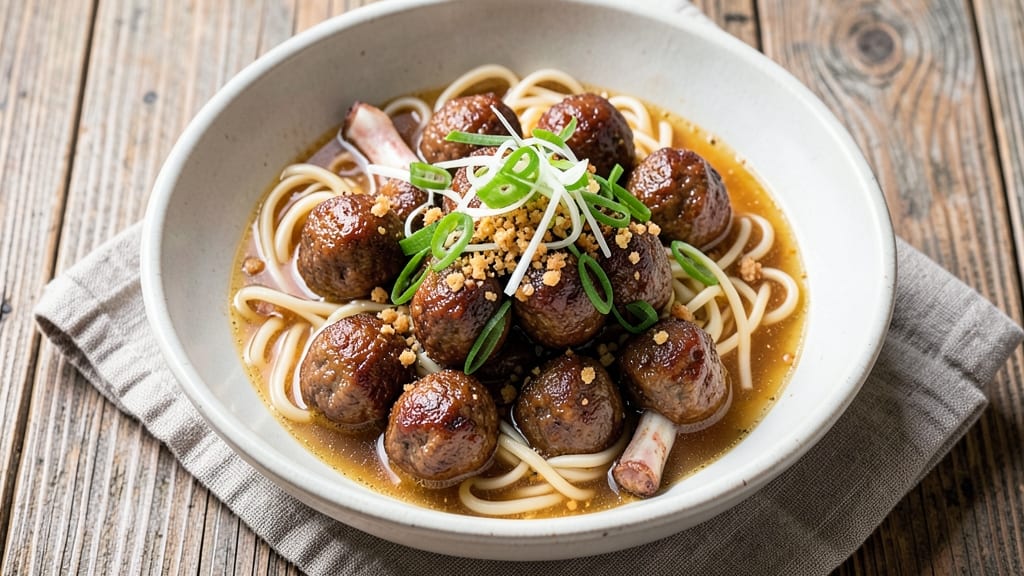 Beef Ball Noodle Soup Recipe: Meaty Pork Balls in Savory Broth