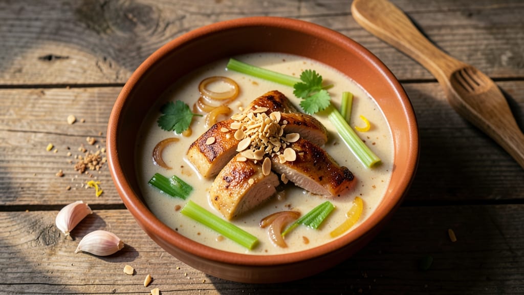 African Chicken Peanut Soup Recipe: Nutty-Spiced Comfort With Crispy Celery Crowns