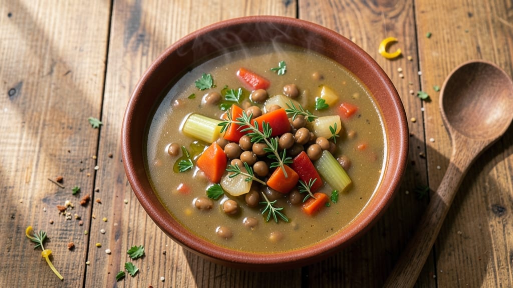 Barefoot Contessa's Lentil Soup Recipe: Herb-Infused Velout With Toasted Bread Topping