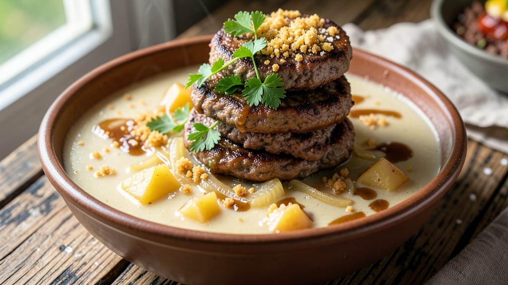 Backyard Burgers and Potato Soup Recipe: Smoky Grill Meets Cozy Pot with Crispy Toppings