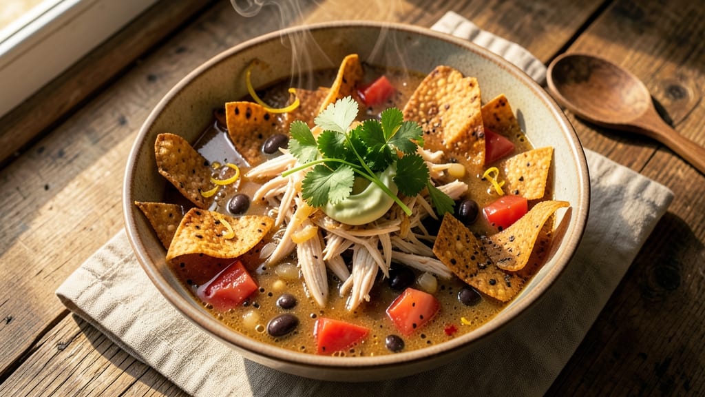 Authentic Tortilla Soup Recipe From Scratch: Crispy Corn-Topped Fiesta in One Pot