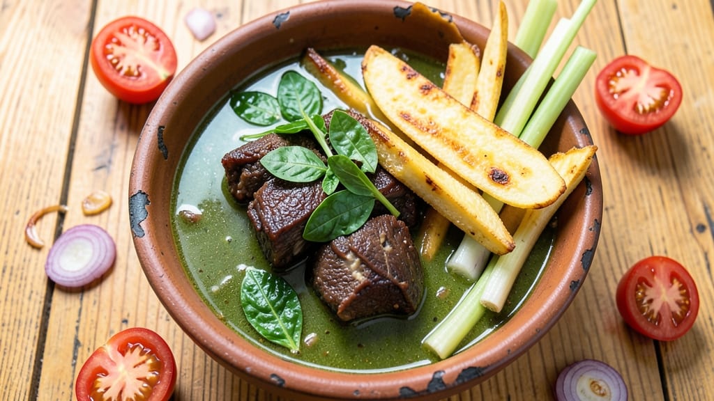 Banga Soup Recipe Cameroon: Crispy Celery Crowns Over Smoky Plantain Base