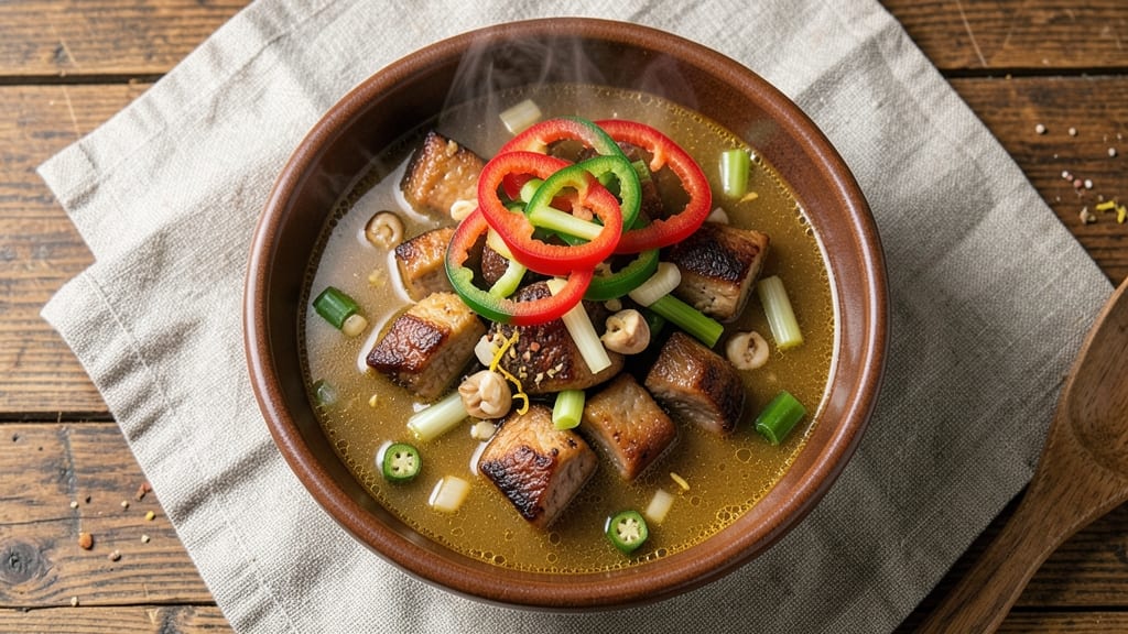 Alligator Soup Recipe: Swamp-Inspired Crunch Over Creamy Herb Velout
