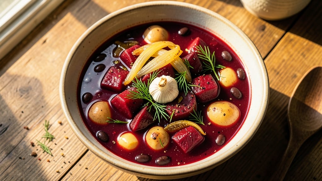 Armenian Borscht Soup Recipe: Deep Beetroot and Herb Velout