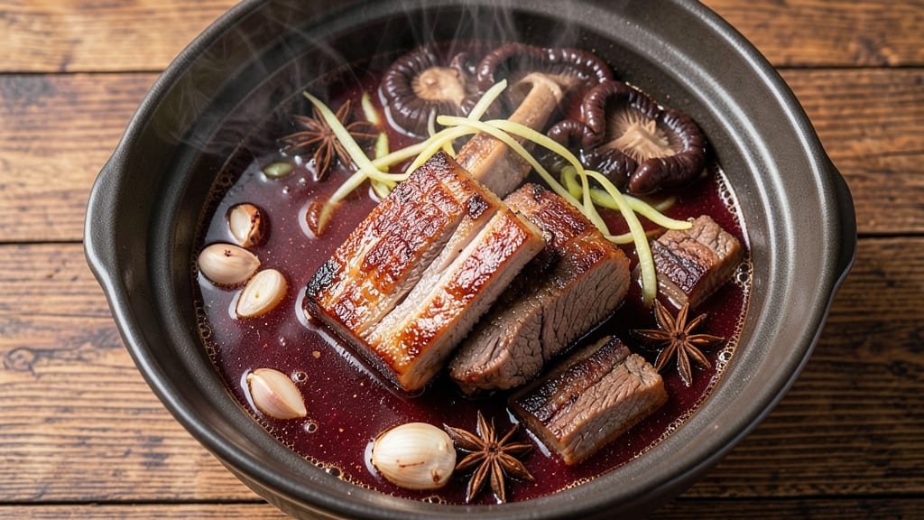 Beef Hot Pot Soup Recipe: Crispy Celery Crowns Over Savory Beef Broth