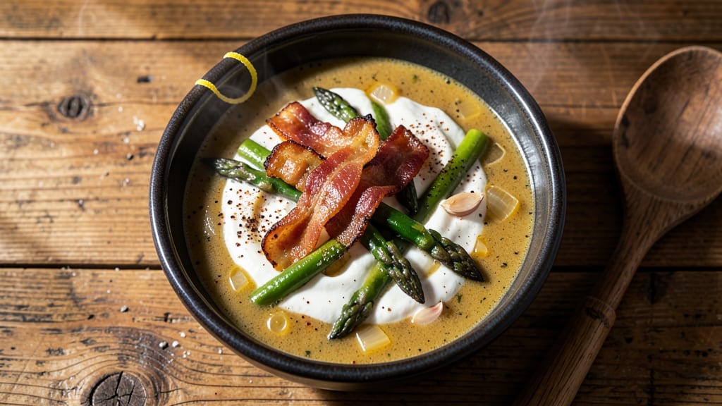 Asparagus Bacon Soup Recipe: Crispy Bacon Bites and Silky Greens in One Pot