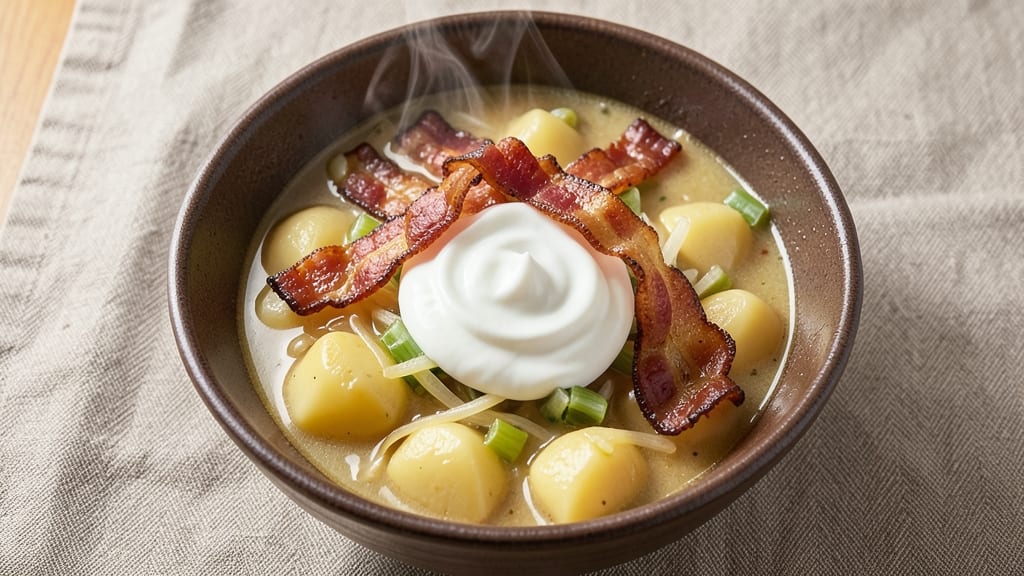 Best Loaded Potato Soup Recipe Ever: Smoky Bacon Crunch Over Creamy Cheese Velout