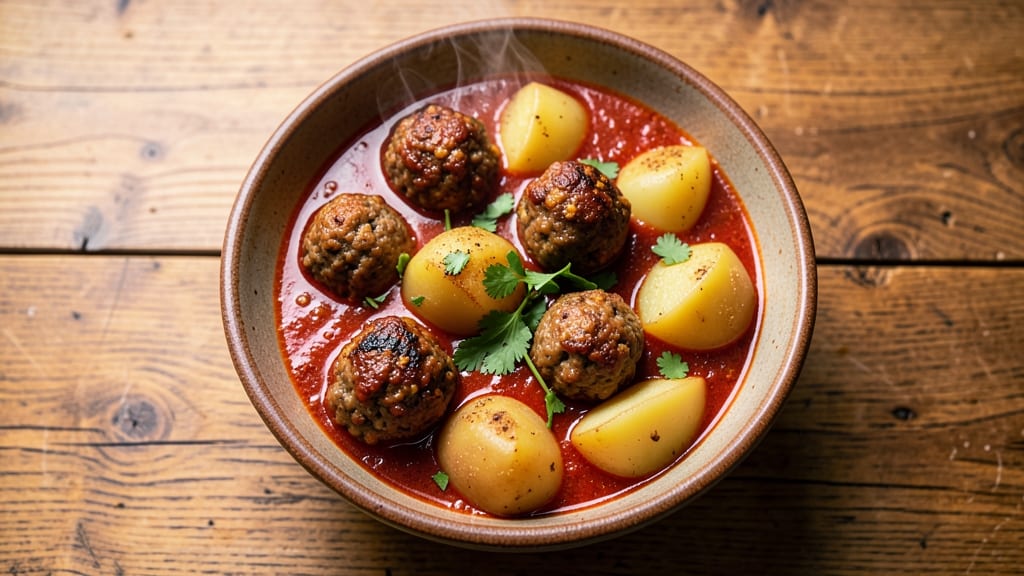 Albondigas Soup Recipe with Potatoes: Meatballs in Herb-Infused Broth Over Creamy Spuds